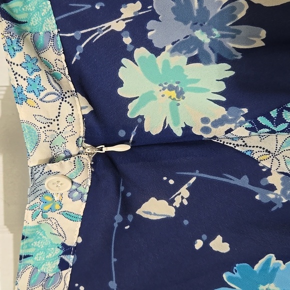 Componix Floral Blue and Cream Women's Skirt - Picture 3 of 6
